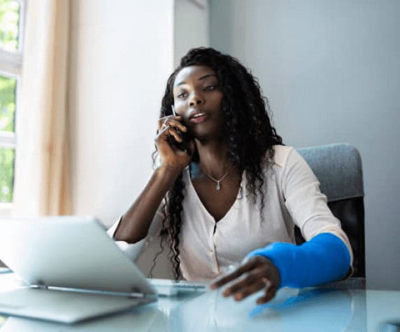 Office worker with a broken arm. 